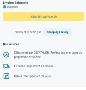 exemple produit en vente sur la marketplace décathlon